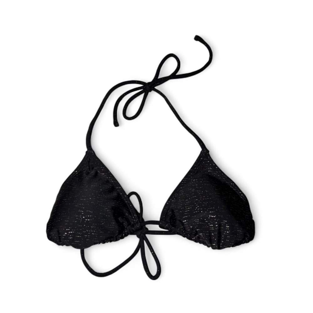 Y2K OP Black triangle adjustable strap Bikini Top with Gold Shimmer ☀️